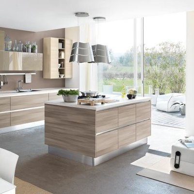 Example of a mid-sized minimalist kitchen design in New York