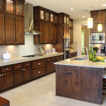 Modern kitchen cabinets with dark stain by Burrows Cabinets