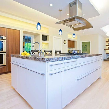 Modern Kitchen Design open to Family Room, Saratoga, CA