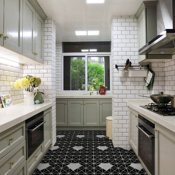 Modern Kitchen Flooring Triangular Porcelain Mosaic Tile