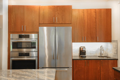 Example of a minimalist kitchen design in Philadelphia