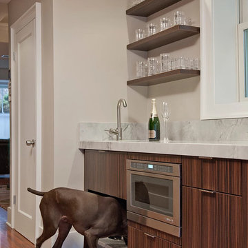 Modern Kitchen in NW DC - Built-in Wet Bar with Pet Station