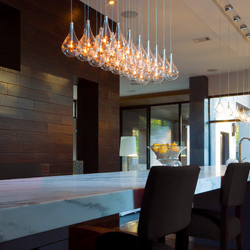Modern Kitchen Island Light - Clear Teardrop Glass Linear Pendant