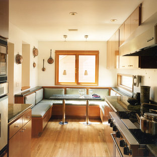 Inspiration for a modern galley kitchen in Seattle with stainless steel appliances and granite benchtops.