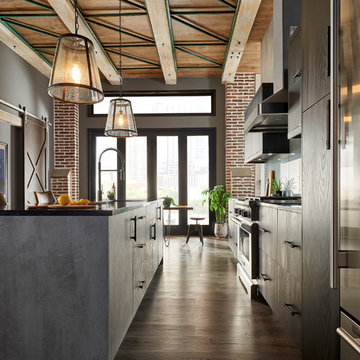 Modern Kitchen with ArchiCrete and Charred Textured Melamine Finishes