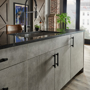 Modern Kitchen with ArchiCrete and Charred Textured Melamine Finishes