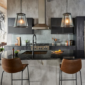 Modern Kitchen with ArchiCrete and Charred Textured Melamine Finishes