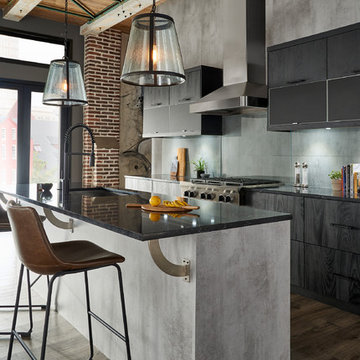 Modern Kitchen with ArchiCrete and Charred Textured Melamine Finishes