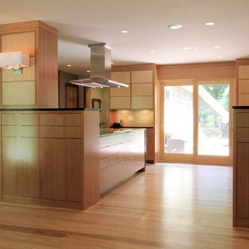 Modern Kitchen with Double Sliding Patio Door, and Two Large Islands