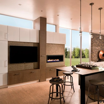 Modern Kitchen with Fireplace