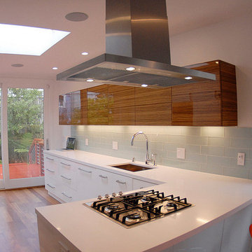 Modern Kitchen with Glass Front Cabinets