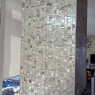 Modern kitchen with opal glass mosaic