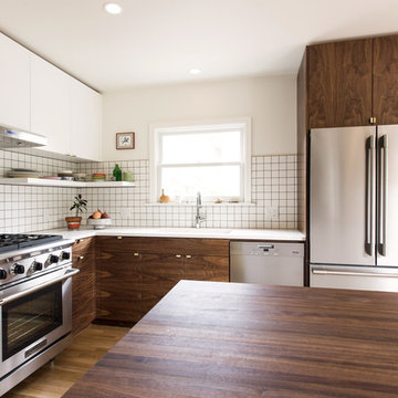 Modern Kitchen with Walnut Cabinets