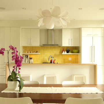 Modern Kitchen with Yellow Backsplash
