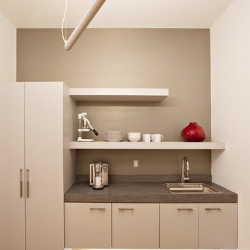 Modern Loft Kitchenette with Floating Cabinets + Under Counter Lighting