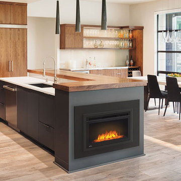 Modern Kitchens with Fireplaces