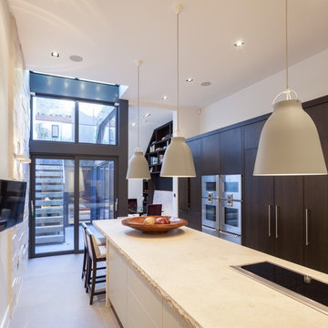 Modern, open-plan, basement kitchen