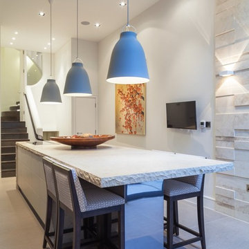 Modern, open-plan, basement kitchen