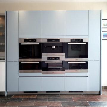 Modern platinum blue tall kitchen storage