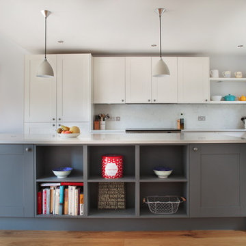 Modern shaker kitchen in grey and cream