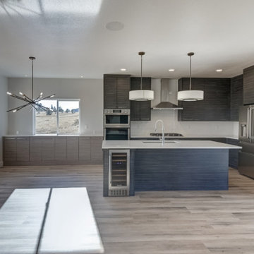 Modern Slab Style Kitchen & bath Cabinetry in High Definition Wood Grain Texture