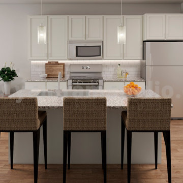 Modern small kitchen - 3d interior rendering services