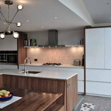 Modern White & Walnut Kitchen