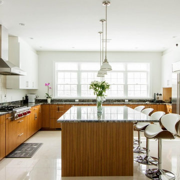 Modern White & Walnut Kitchen Remodel Greenwich, CT