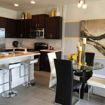 modern yellow and gray model home