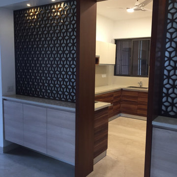 Modular cabinets at kitchen entrance