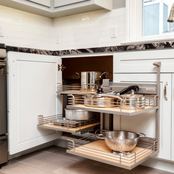 Montara, CA - Contemporary Shaker Kitchen & Fire Mantel Storage Cabinetry