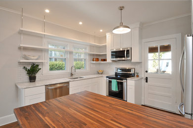 Example of a small arts and crafts kitchen design in DC Metro