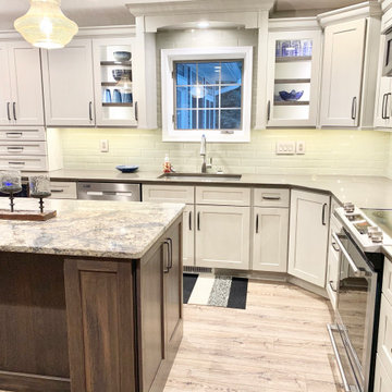 Moonstone Light Gray Kitchen With Island And Pantry Wall