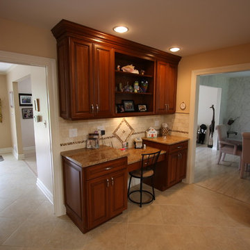 Morris Plains NJ Transitional Kitchen Triangle Island w-seating - Medium Cherry