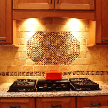 Mosaic Tile and Cooktop Stove