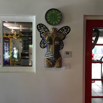 Mosaic Tile Clock Angel Passthrough to Indoor Kitchen