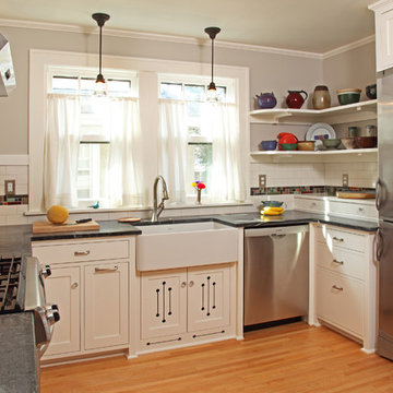 Mosaic Trim in Subway Tile Kitchen