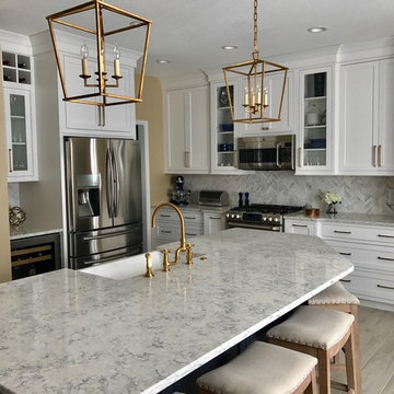Mouser White Kitchen with Gold Accents