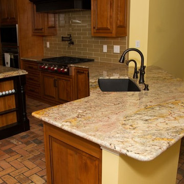 Mustard Kitchen with Granite Countertops