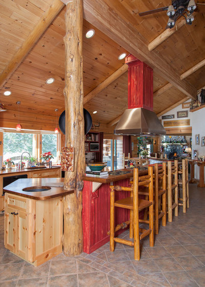Rustic Kitchen My Houzz: Rustic Charm in a Handsome Log Cabin