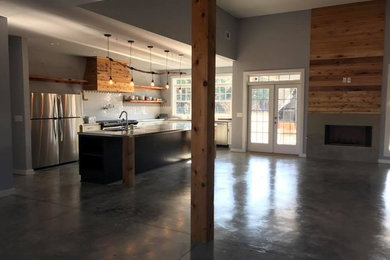 Moderne Küche mit Betonboden in Orange County