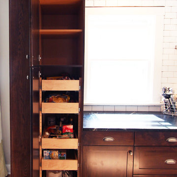 Narrow Pantry Cabinet with Adjustable Rollouts
