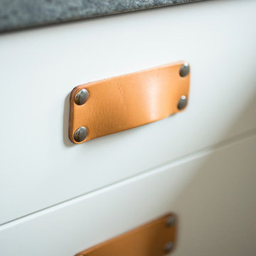 Natural Leather Bin Pulls - "The Morrison"