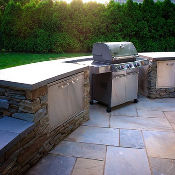 Natural Stone Dry-Stack Slide-In Grill Station