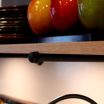 Natural Wood Floating Shelves with Texture on Pipe Fittings
