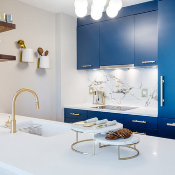Navy blue and brass kitchen