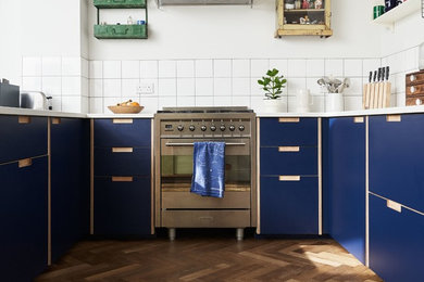 This is an example of a medium sized scandi kitchen in London.