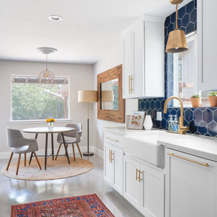 Navy Blue Hexagon Tile and Breakfast Corner
