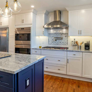 Navy Blue Island Kitchen