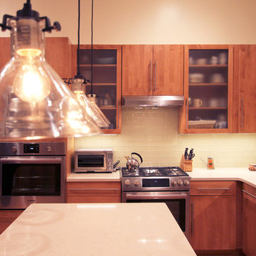 Neutral 3x6 Yellow Glass Tile Backsplash